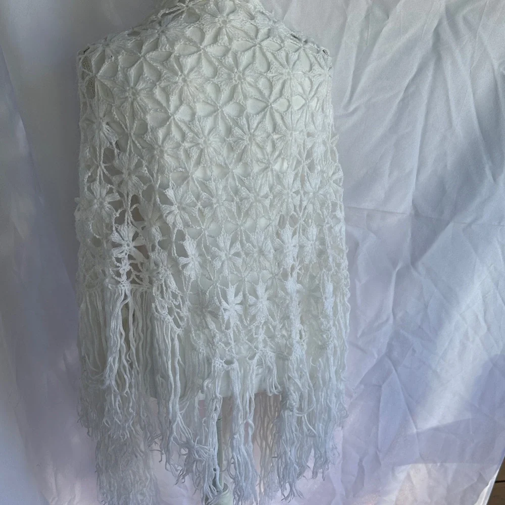 Elegant White Crochet Shawl
